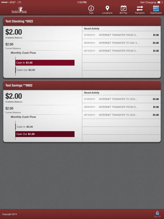 Settlers Bank iPad Version