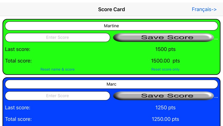 Score Card - Carte de pointage screenshot-4