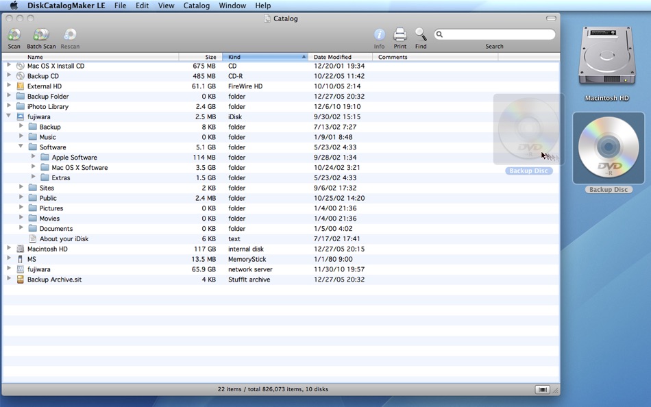 #2. DiskCatalogMaker LE (macOS) 由: Fujiwara Software
