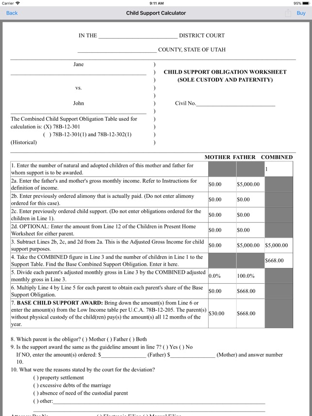 Child Support Calculator Utah | Newatvs.Info Utah Child Support Worksheet