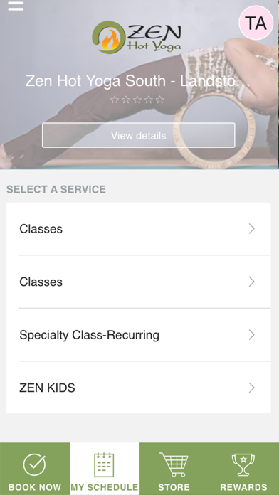 Zen Hot Yoga app screenshot