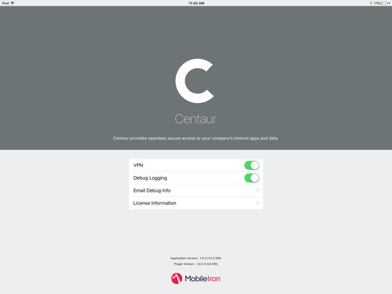 MobileIron Centaur iPad screenshot