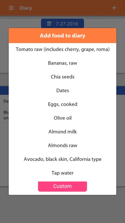 Weight gain, Diet tracker