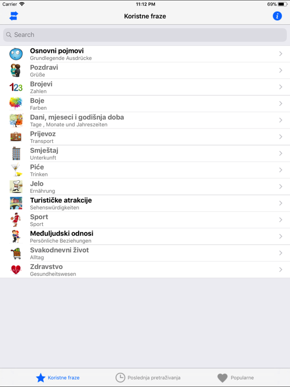 Deu-Hrv nutzbare Frasen iPad screenshot