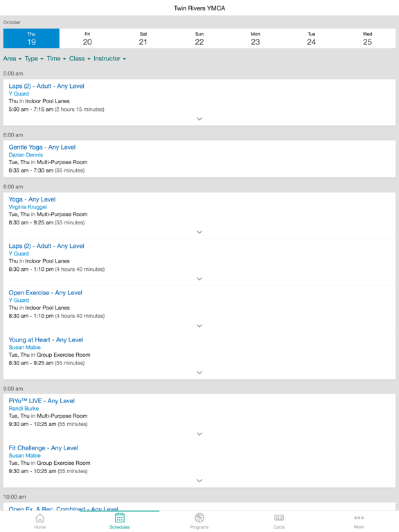 Twin Rivers YMCA iPad screenshot 4 - Health & Fitness app
