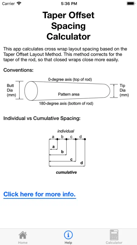 Taper Offset Spacing Calculato screenshot 2 of 3