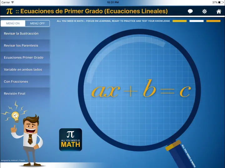 Captura de pantalla de Ecuación De 1º Grado : Ax+b=c en iPhone 1