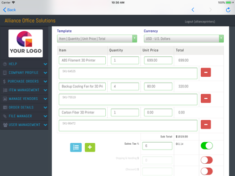 Purchase Order Builder screenshot 2