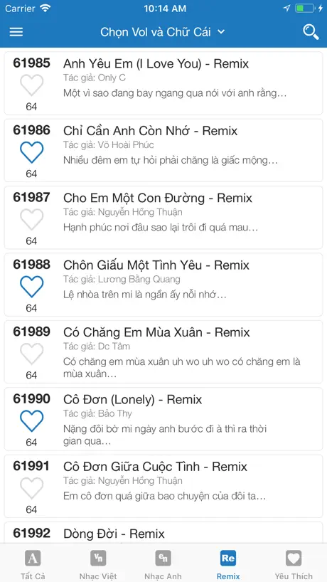 Karaoke List Vietnam