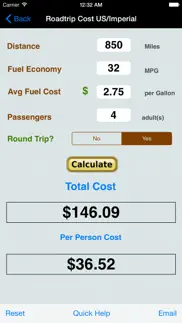 roadtrip gas cost calculator iphone screenshot 1