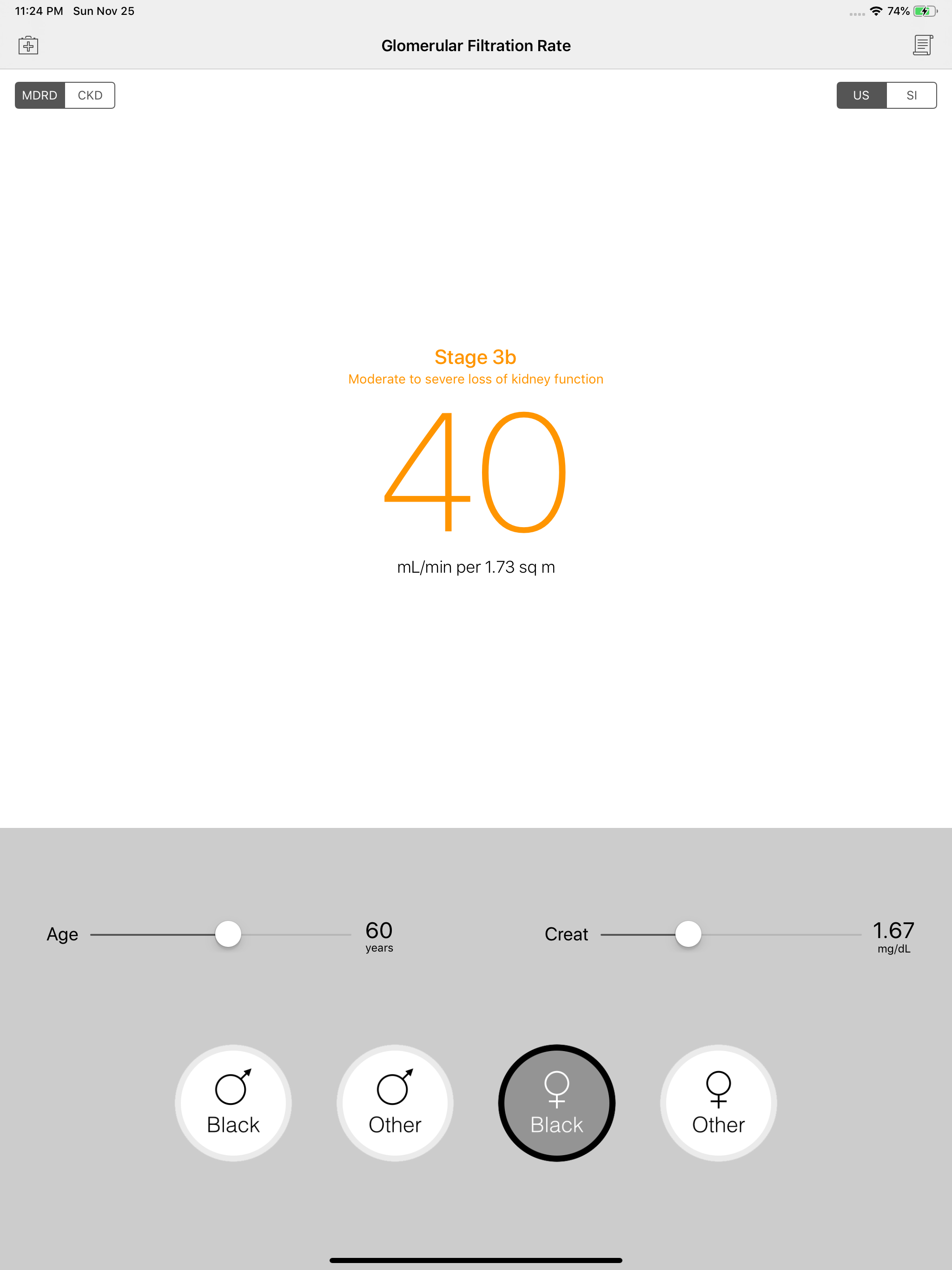 GFR Calculator (MDRD & CKD)