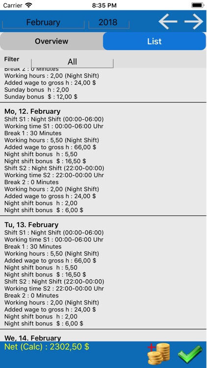 Shift Wage Planer screenshot-4