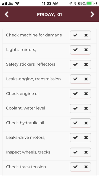 Plant and Machinery Check List screenshot