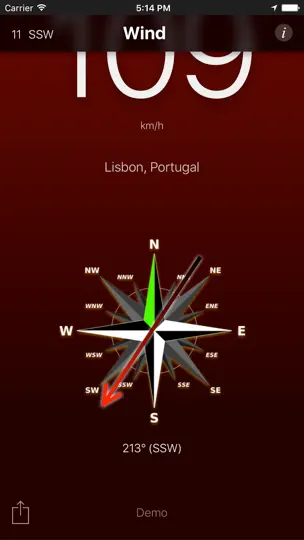 Screenshot von Wind auf dem iPhone 4