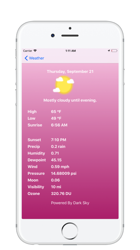 #2. Weather - Lite - Pink (iOS) By: Weijie Gao