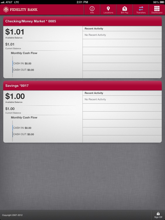 Fidelity Bank Mobile Banking iPad Version