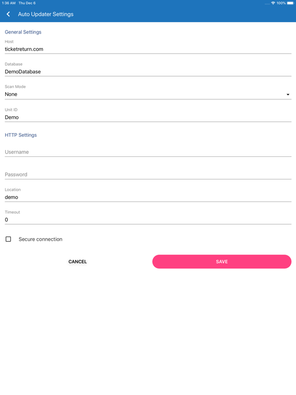 TicketReturn - TRScan iPad screenshot