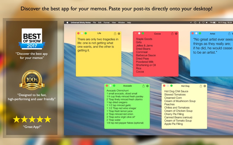 #1. Universal Sticky Notes (macOS) Bởi: luca calciano