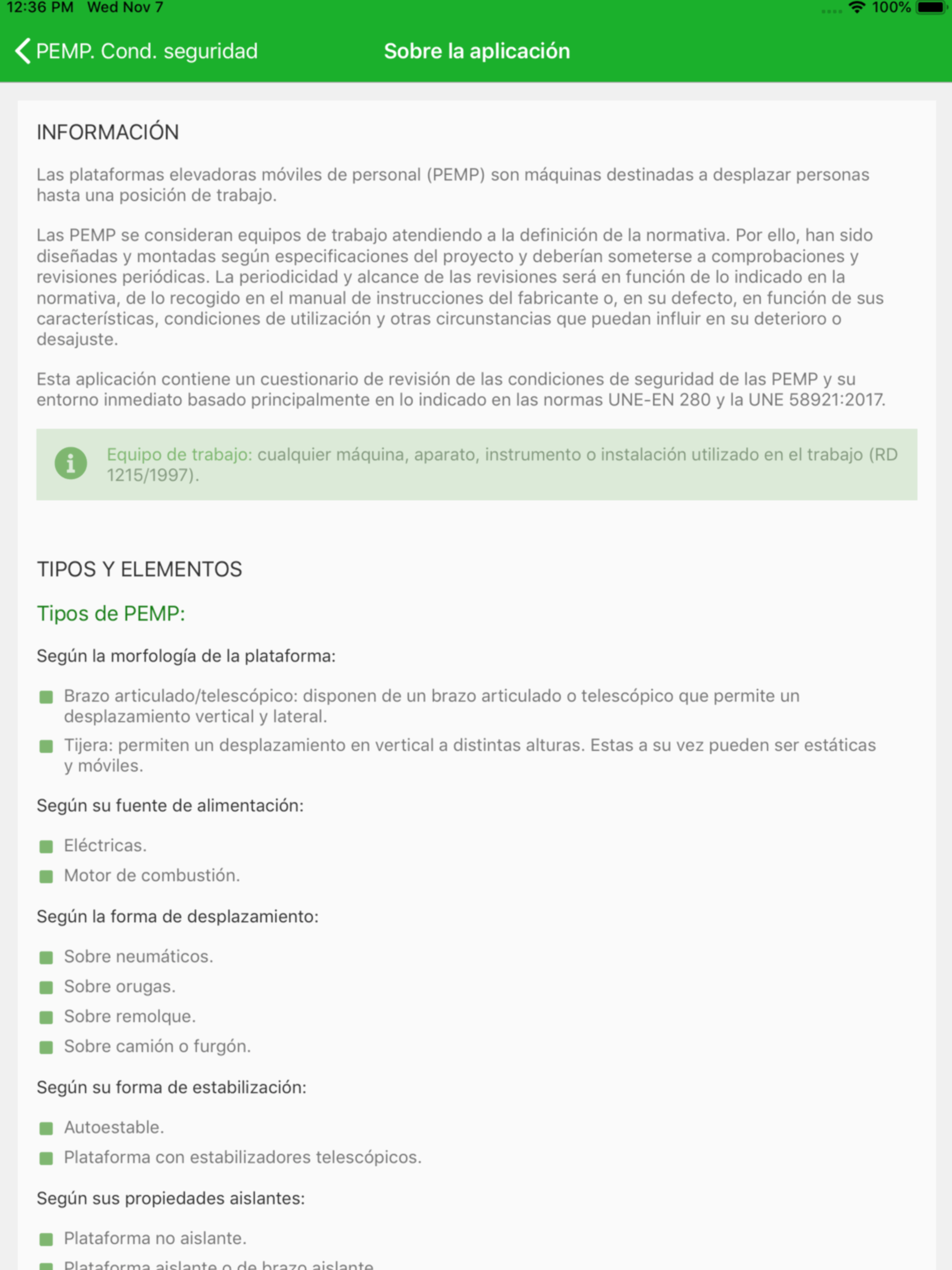PEMP. Condiciones de seguridad