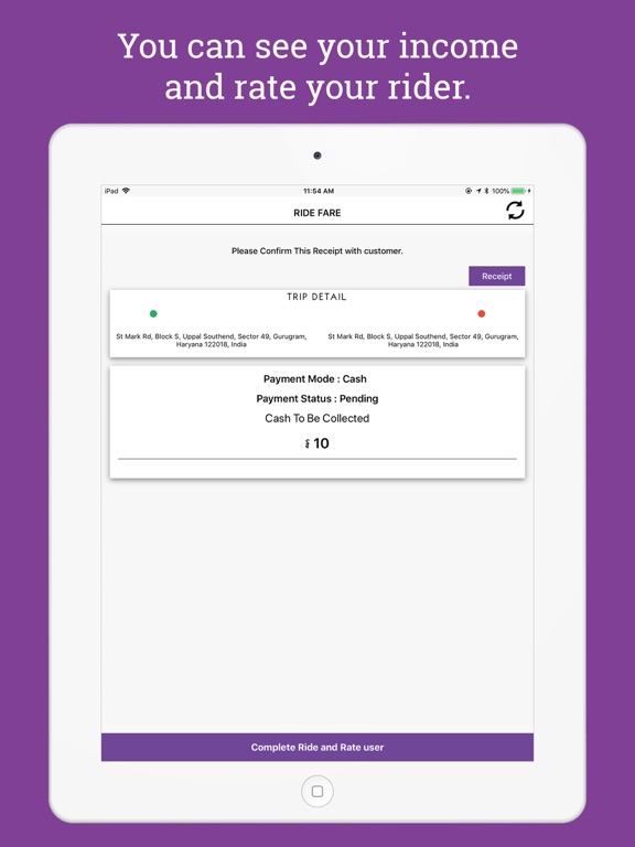 iPad Image of PickCab Driver