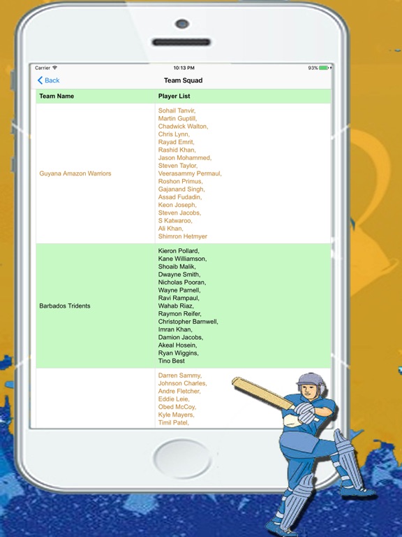 Live CPL T20 2017 TV Schedule iPad screenshot 4 - Sports app