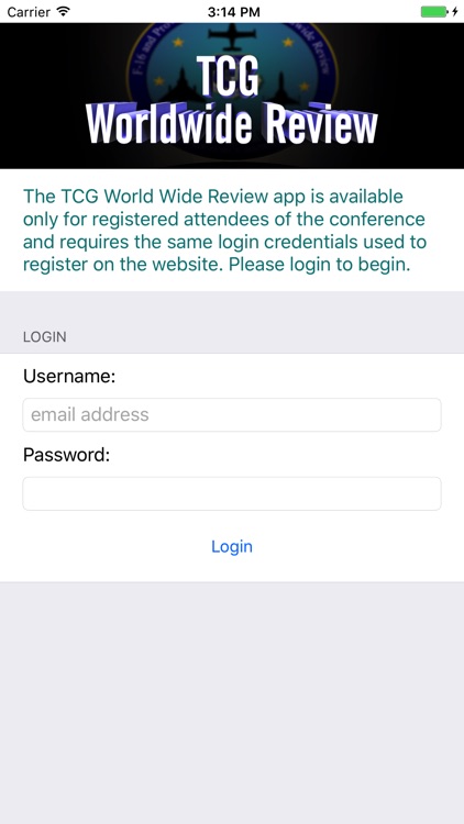 tcg app by quicksilver networks llc it contains information regarding the conference including lists of exhibitors the food menu presentations and briefings schedule and more