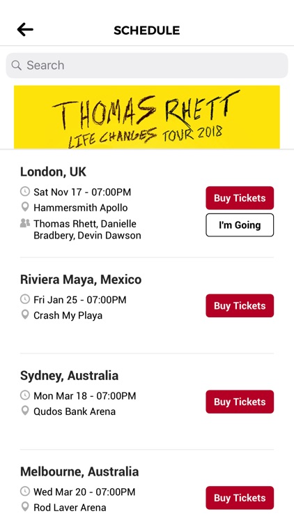 Thomas Rhett's: Home Team App