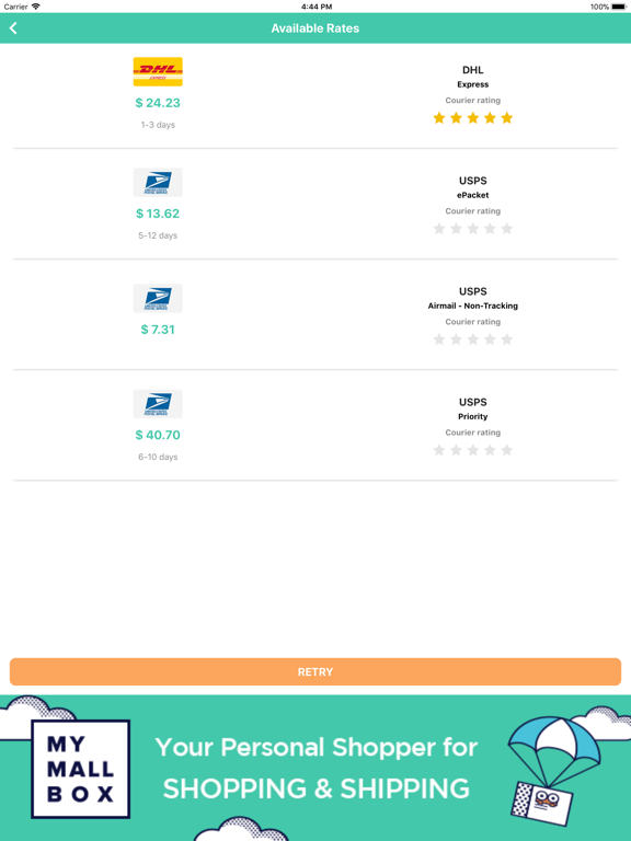 Shipping Rate Calculator - MMB iPad screenshot