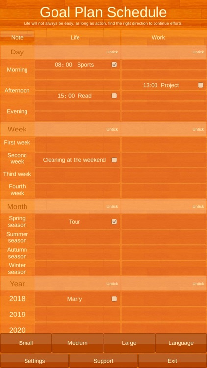 Goal Plan Schedule