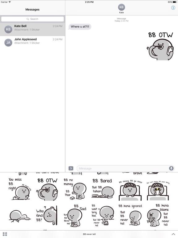 BB Never Tell iPad screenshot 1 - Stickers app