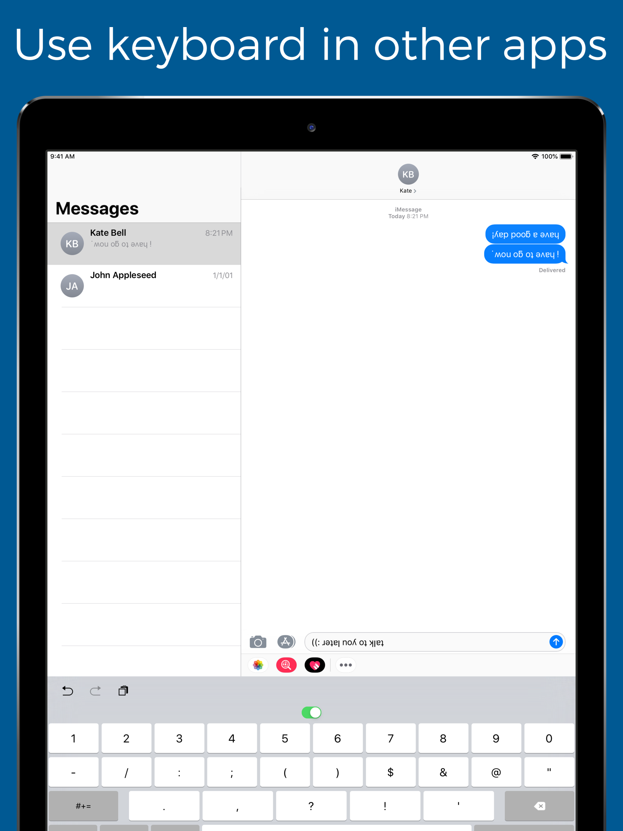 Upside down text keyboard
