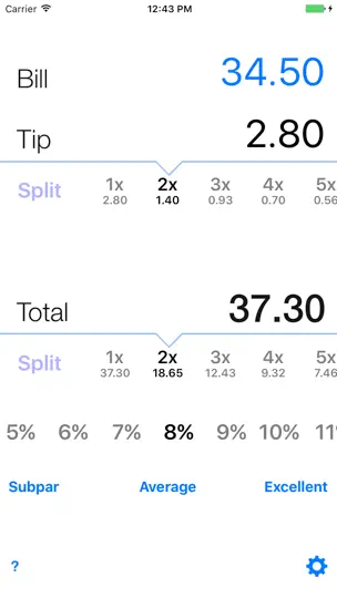 Capture d'écran de Tip Calculator 'Tipping Made Easy' sur iPhone 2