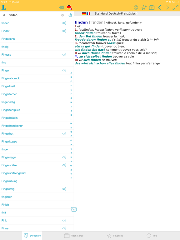 Big German French Dictionary iPad screenshot