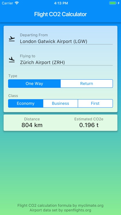 Flight CO2 Calculator