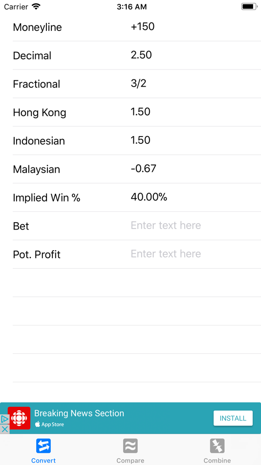 Sports Betting Odds Calculator - 2.1 - (iOS)