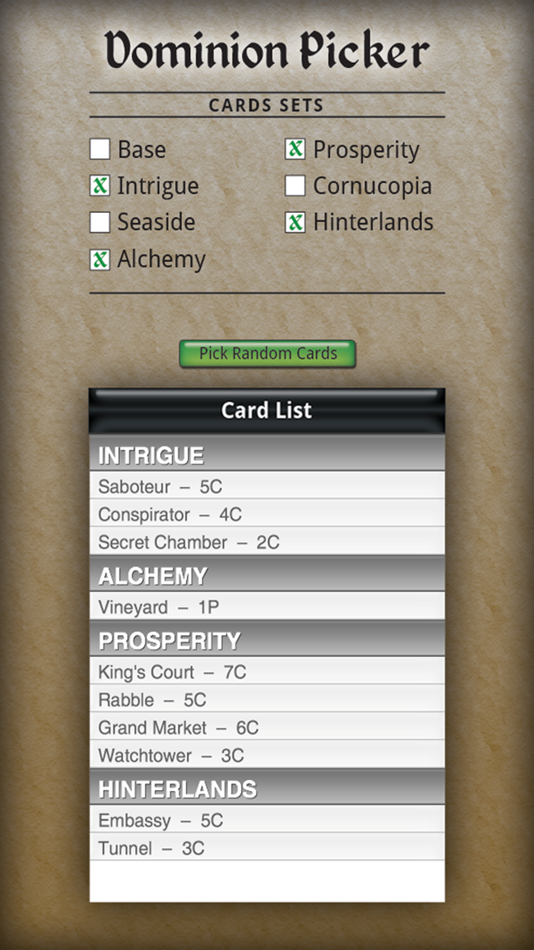 #3. Dominion Card Picker (iOS) 由: Mike Hempfling