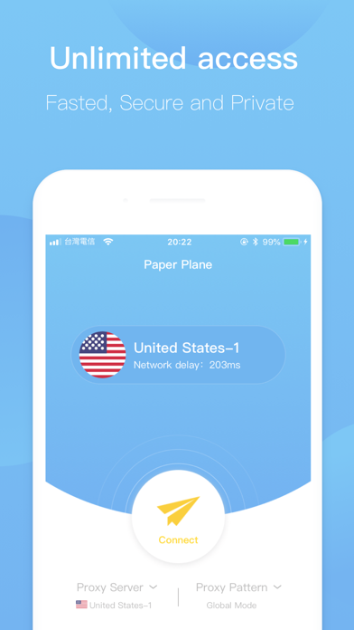 Paper Plane -Safety VPN iPhone screenshot 1 - Utilities app