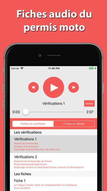 Fiches audio permis moto
