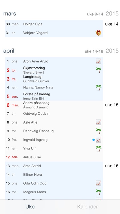 Min uke - norsk kalender