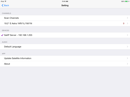 Zinwell SAT>IP iPad screenshot