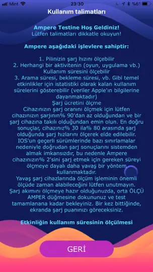 Amper Pil Doldurma Testi iPhone Ekran Görüntüsü 2