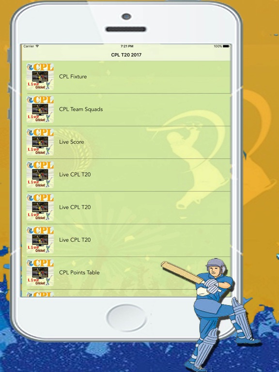 Live CPL T20 2017 TV Schedule iPad screenshot 1 - Sports app