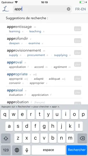 Capture d'écran de Dictionnaire Linguee sur iPhone 1