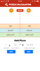 Pizza Calculator screenshot