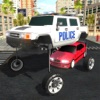 トランジット上昇警察の車のトラフィックラッシュコップチェイス