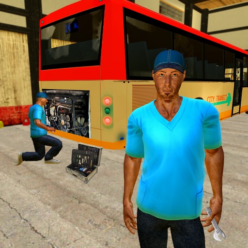 Bus Mechanic Repair Garage 3D