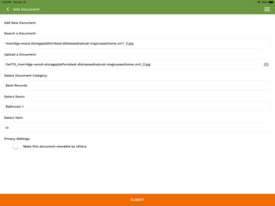 HSP Home Inventory iPad screenshot