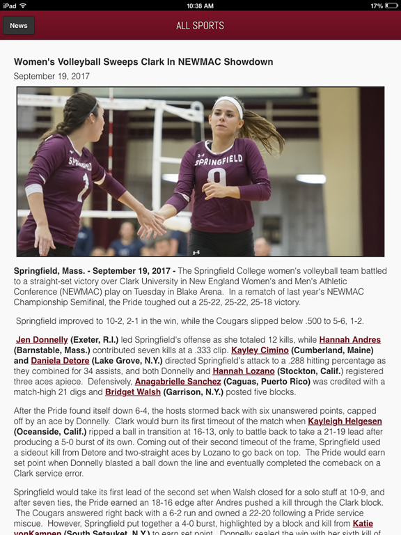 Springfield Front Row iPad screenshot 4 - Sports app