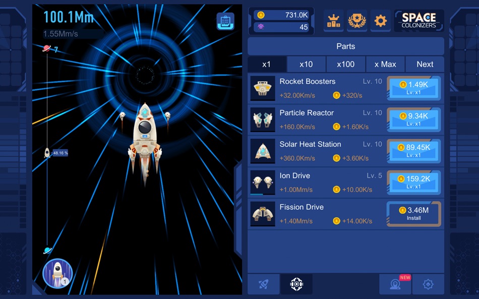 #4. Space Colonizers Idle Clicker (macOS) Podle: CapPlay Interactive Inc.