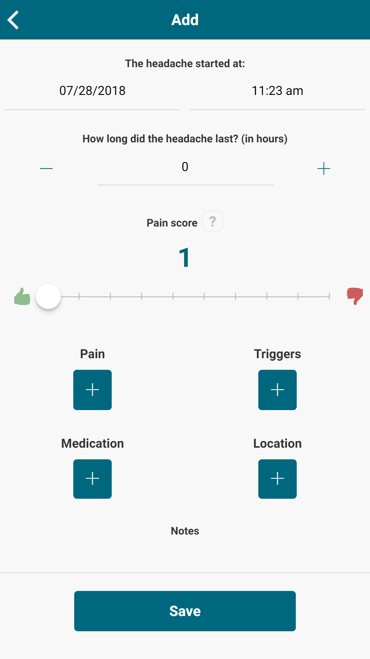 Migraine and headache diary screenshot 3